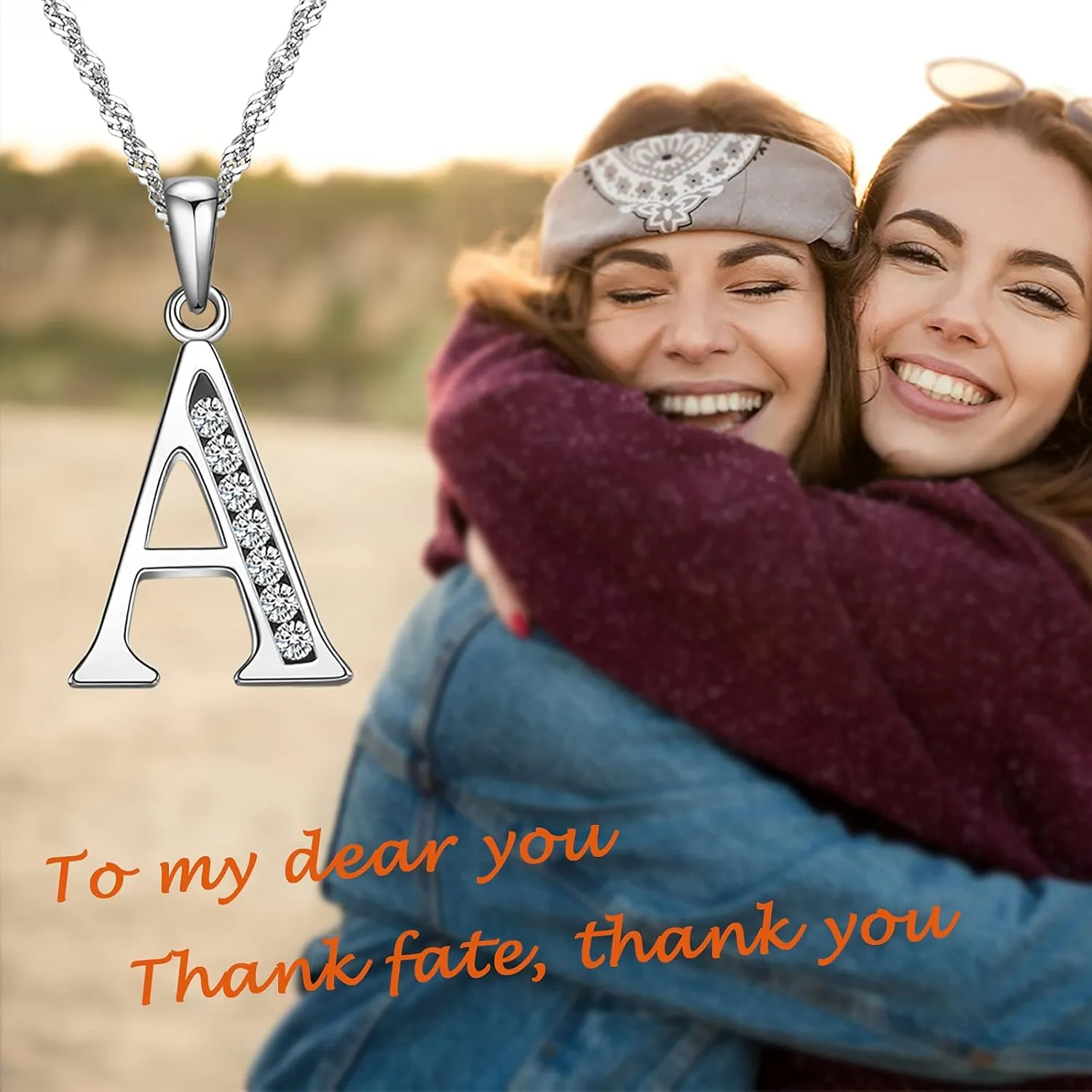 Graduation Gifts Initial Necklace S925 Sterling Silver Jewelry Cubic Zirconia Letter Alphabet Phase Pendant Necklace Mother Day for Mom Women Ladies Teen 18" Chain