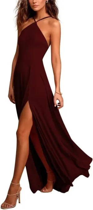 Halter Chiffon Bridesmaid Dresses for Wedding with Slit Long Wedding Guest Dresses A Line Formal Evening Party Gowns