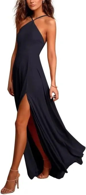 Halter Chiffon Bridesmaid Dresses for Wedding with Slit Long Wedding Guest Dresses A Line Formal Evening Party Gowns