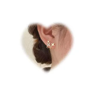 Handmade Crystal Star C Shape Earrings Rhinestone Star Wrap Cuff Earrings Vintage Star Stud Earrings Gold Cz Star Earrings Statement Star Earrings Jewelry for Women Gifts