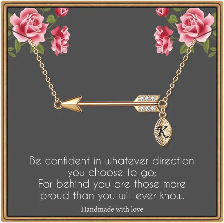 IEFLIFE Graduation Gifts for Her - 14K Gold Plated Arrow Initial Graduation Necklace Class of 2025 Graduation Gifts College Graduation Gifts for Women Best Friends Sister