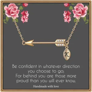 IEFLIFE Graduation Gifts for Her - 14K Gold Plated Arrow Initial Graduation Necklace Class of 2025 Graduation Gifts College Graduation Gifts for Women Best Friends Sister