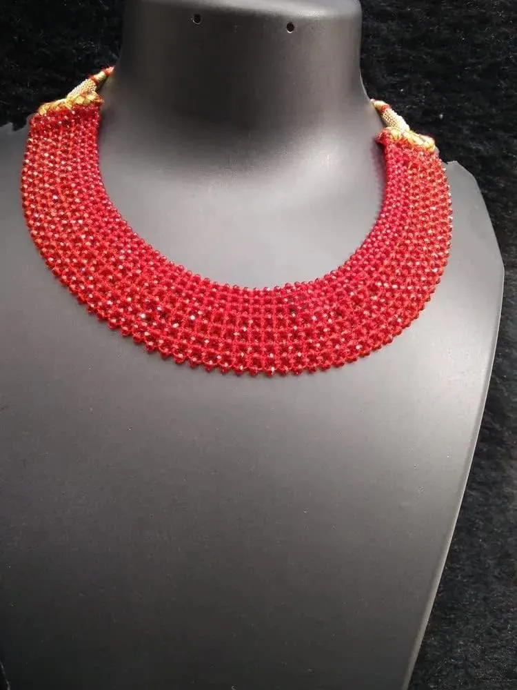 Jewar Mandi Crystal Choker Mat Design Multi Layered Traditional Indian Necklace Bollywood Ethnic Fashion Wedding Jewelry for Women