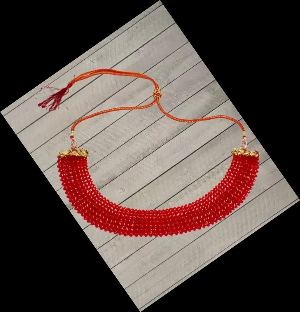 Jewar Mandi Crystal Choker Mat Design Multi Layered Traditional Indian Necklace Bollywood Ethnic Fashion Wedding Jewelry for Women