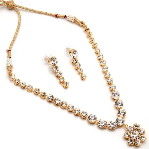 Jewar Necklace Layered Onyx Crystal Beads Gold Plated Pearl Polki Ad Cz Multi Stones Gold Tone Meena Work With Matching Earrings Long Jewelry Set For Women (white nagmala)
