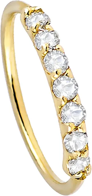 Jewelry Avalanche 0.07ct Diamond Nose Hoop, Solid 14K Gold Nose Ring, 20G, 8mm Diameter