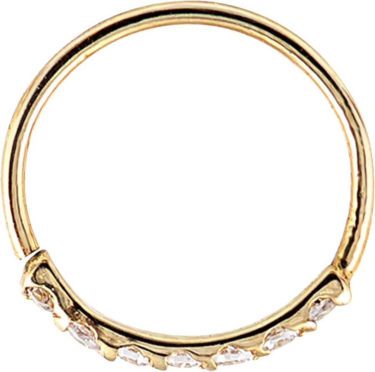 Jewelry Avalanche 0.07ct Diamond Nose Hoop, Solid 14K Gold Nose Ring, 20G, 8mm Diameter