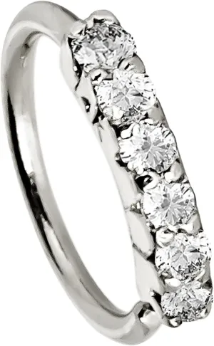 Jewelry Avalanche 6-stone Diamond Nose Hoop, Solid 14K Gold Nose Ring, 20G, 6mm Diameter