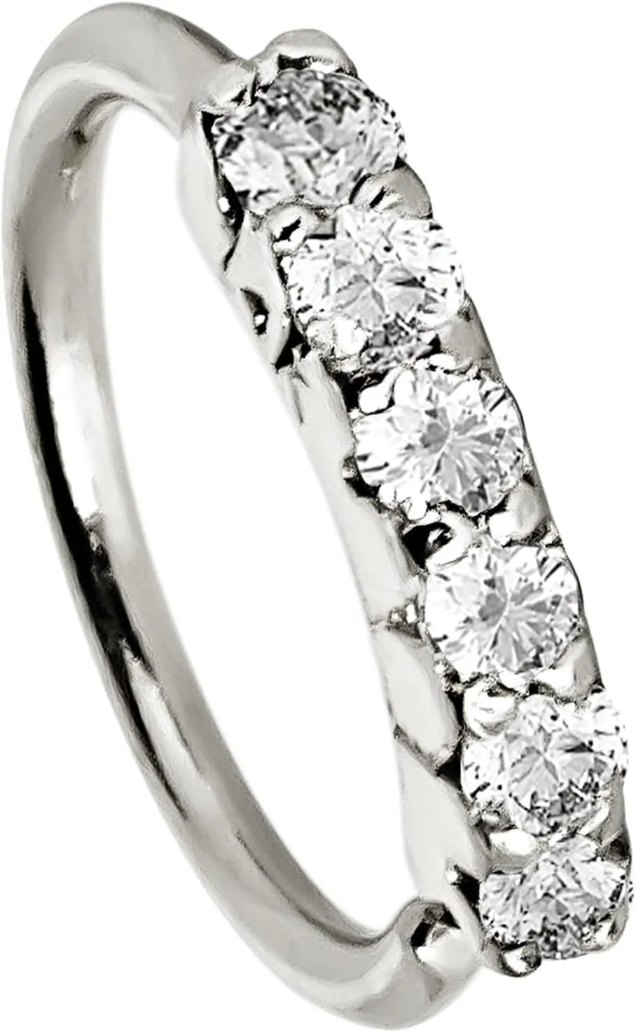 Jewelry Avalanche 6-stone Diamond Nose Hoop, Solid 14K Gold Nose Ring, 20G, 6mm Diameter