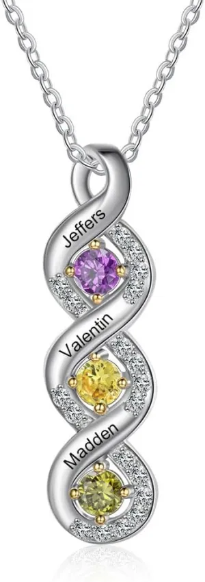 JINMA Personalized Birthstone Necklace, Custom 1-5 Name Pendant Necklace for Women Wife Mom, Jewelry Custom Pendant