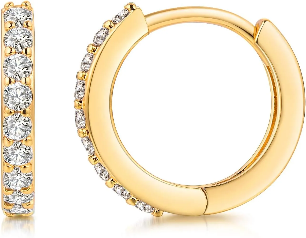 Kainier Mini Hoop Earrings 18K Gold Plated Cubic Zirconia Ear Cuff Earrings Huggie Hoop Cartilage Earring Hypoallergenic Jewelry for Women and Girls Rose/Gold