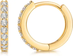 Kainier Mini Hoop Earrings 18K Gold Plated Cubic Zirconia Ear Cuff Earrings Huggie Hoop Cartilage Earring Hypoallergenic Jewelry for Women and Girls Rose/Gold
