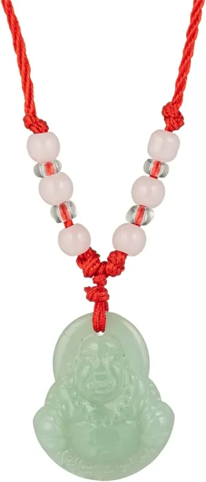 kelistom Buddha Pendant Necklace for Women Men Adjustable Red Rope Chain Necklace Green White Gold Buddha Head Good Luck and Protection