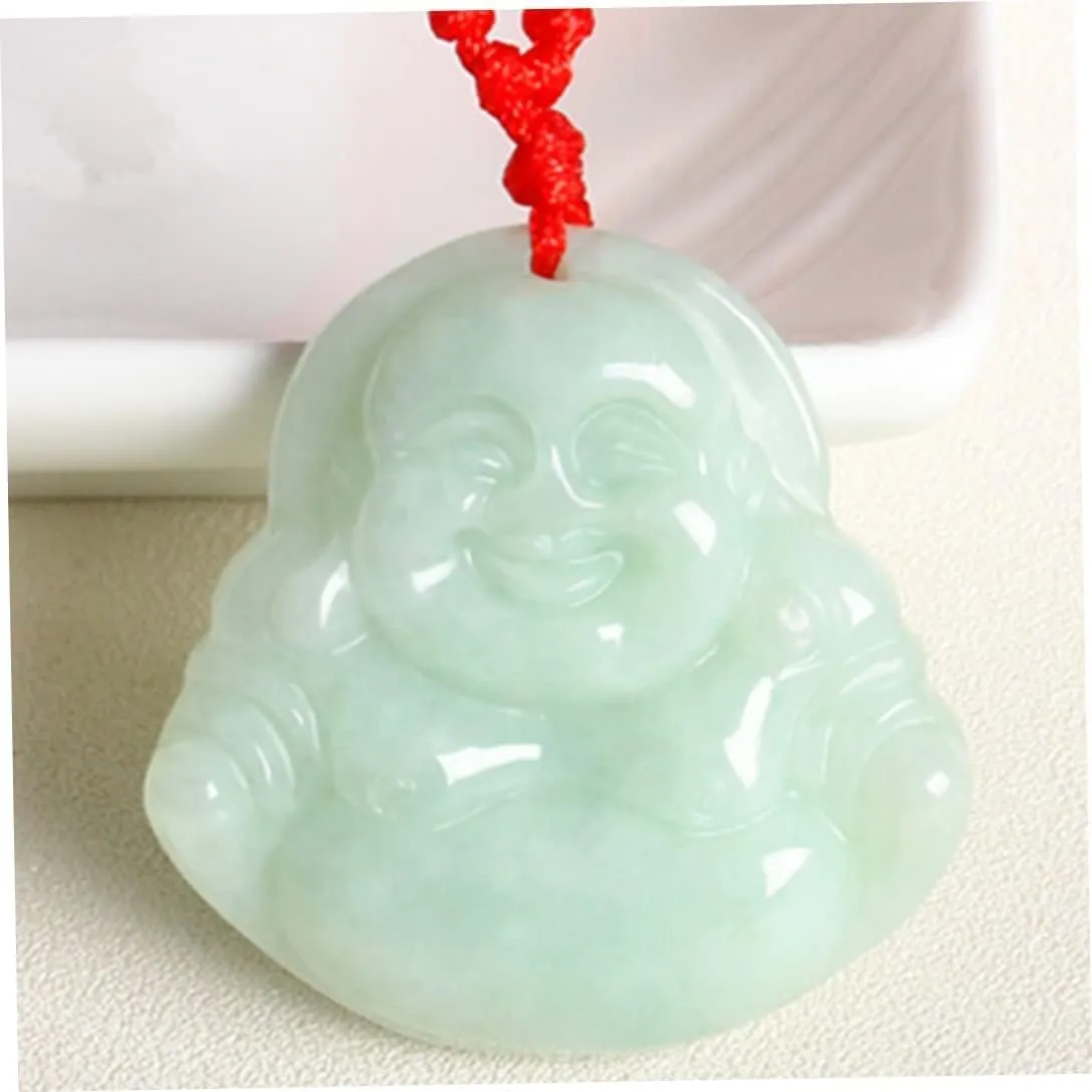 kelistom Buddha Pendant Necklace for Women Men Adjustable Red Rope Chain Necklace Green White Gold Buddha Head Good Luck and Protection