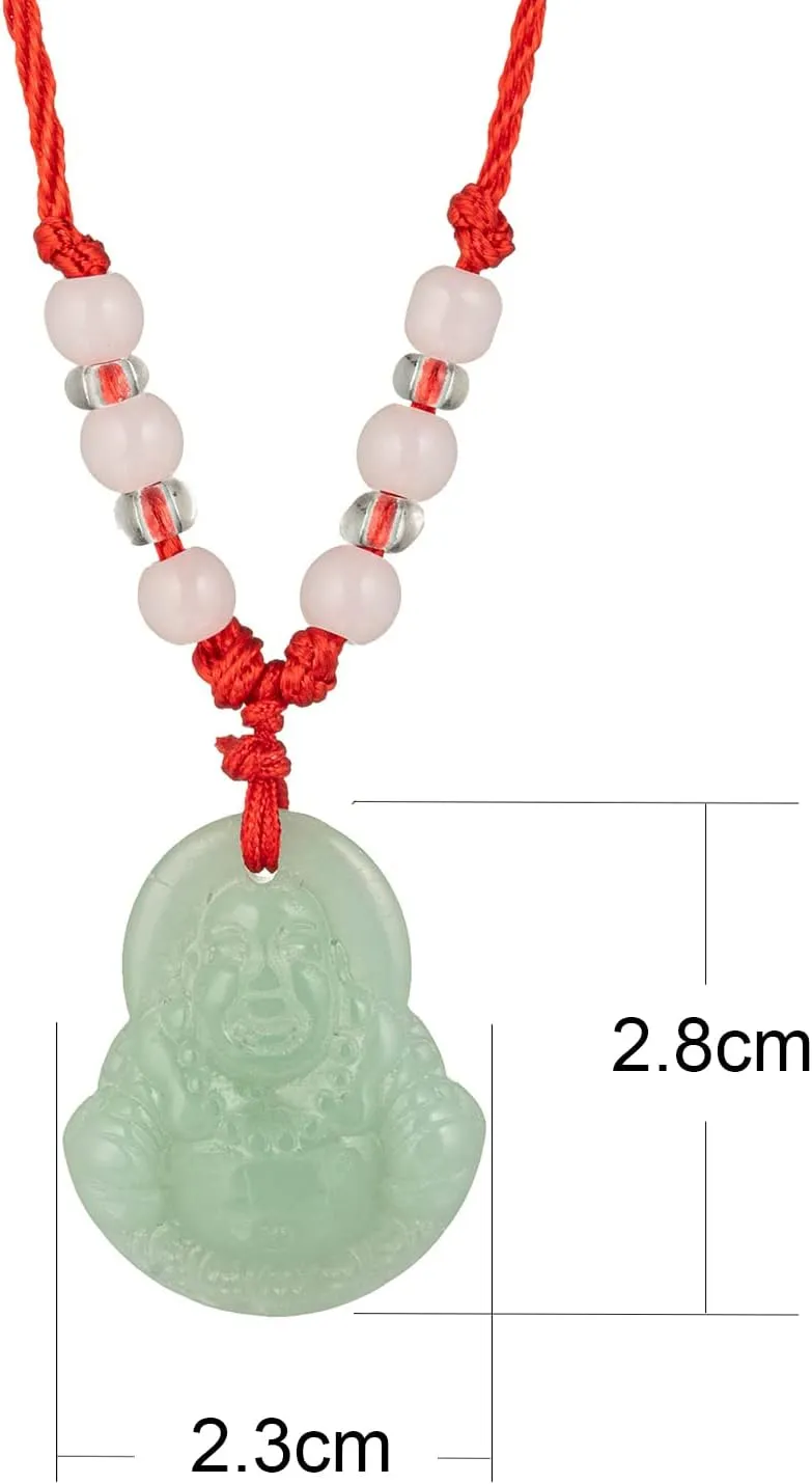 kelistom Buddha Pendant Necklace for Women Men Adjustable Red Rope Chain Necklace Green White Gold Buddha Head Good Luck and Protection