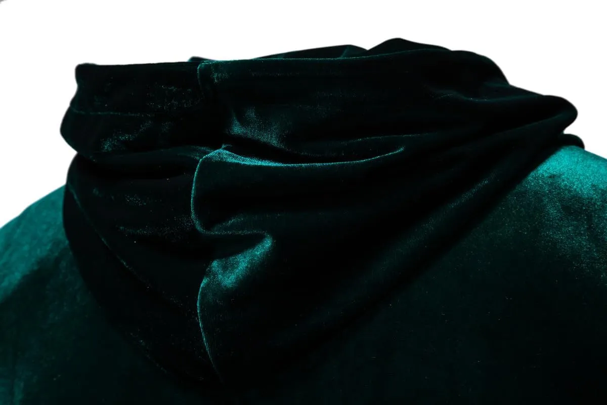 KISSQIQI Mens 2 Pieces Velour Tracksuits Velvet Outfits Sweatsuits Jogging Sport Suits Jacket Pants hooded Tracksuit