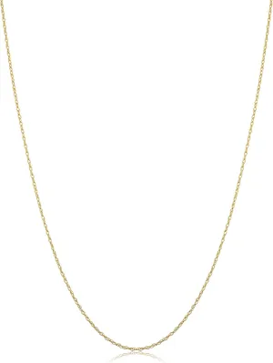 Kooljewelry 10k Yellow Gold Rope Chain Barely-There Necklace (0.7 mm, 0.9 mm, 1 mm or 1.3 mm) - Thin And Lightweight