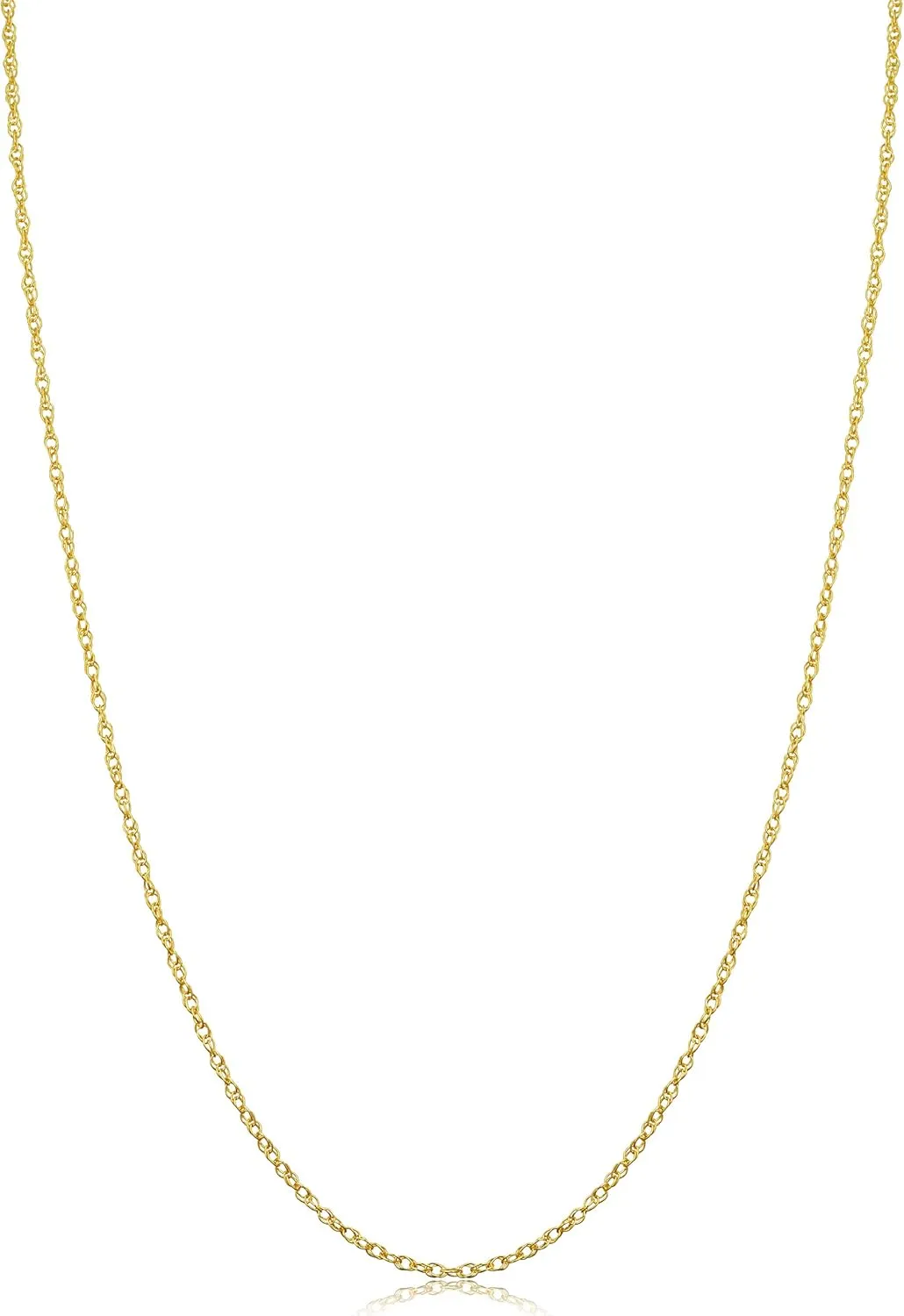 Kooljewelry 10k Yellow Gold Rope Chain Barely-There Necklace (0.7 mm, 0.9 mm, 1 mm or 1.3 mm) - Thin And Lightweight
