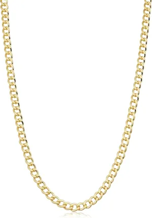 Kooljewelry Solid 14k Yellow Gold Filled Miami Cuban Curb Chain Necklace for Men and Women (3.2 mm, 4 mm, 5 mm, 6 mm, 7.4 mm or 9 mm)