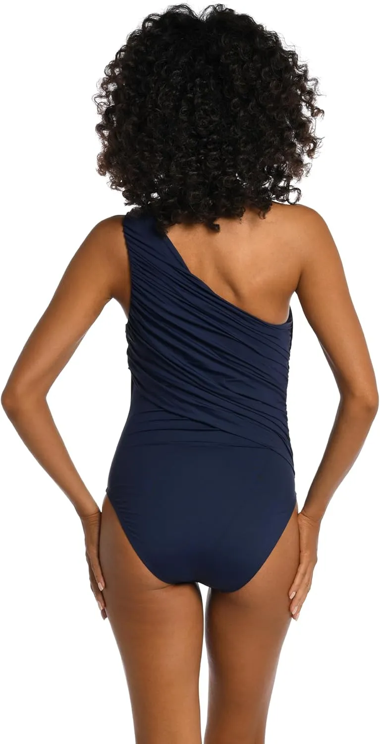 La Blanca Women's Island Goddess Shirred Shoulder One Piece Swimsuit