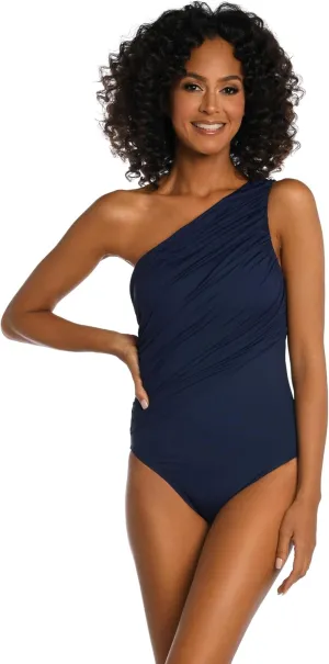 La Blanca Women's Island Goddess Shirred Shoulder One Piece Swimsuit
