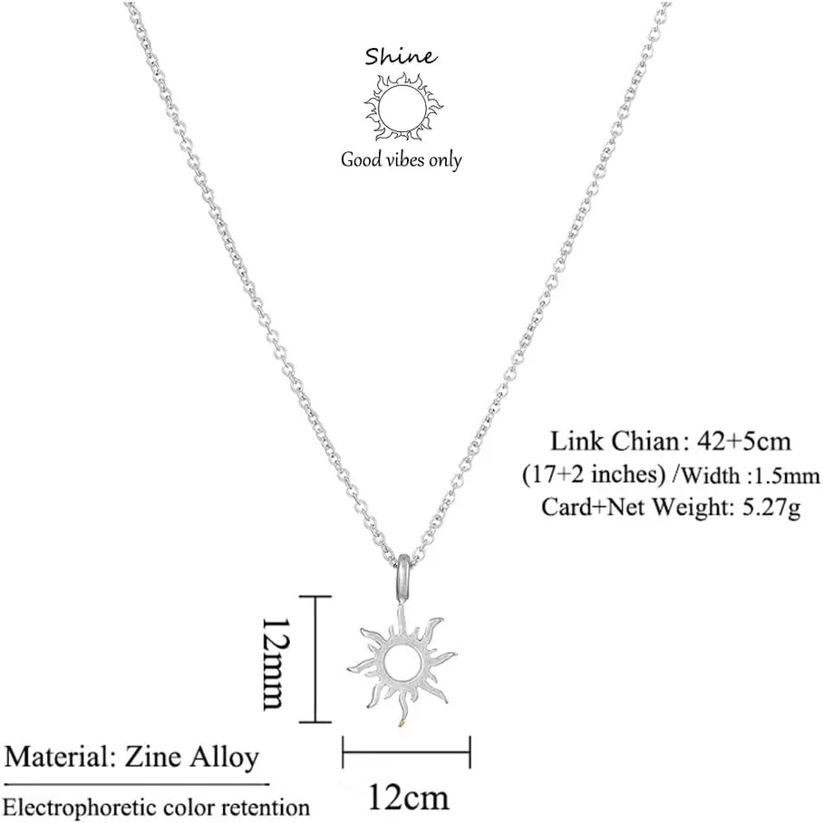 LANG XUAN Message Card Dainty Bead Layered Compass Pendant Necklace Friendship Sun Good Luck Elephant Pendant Chain Necklace for Women Best Gift