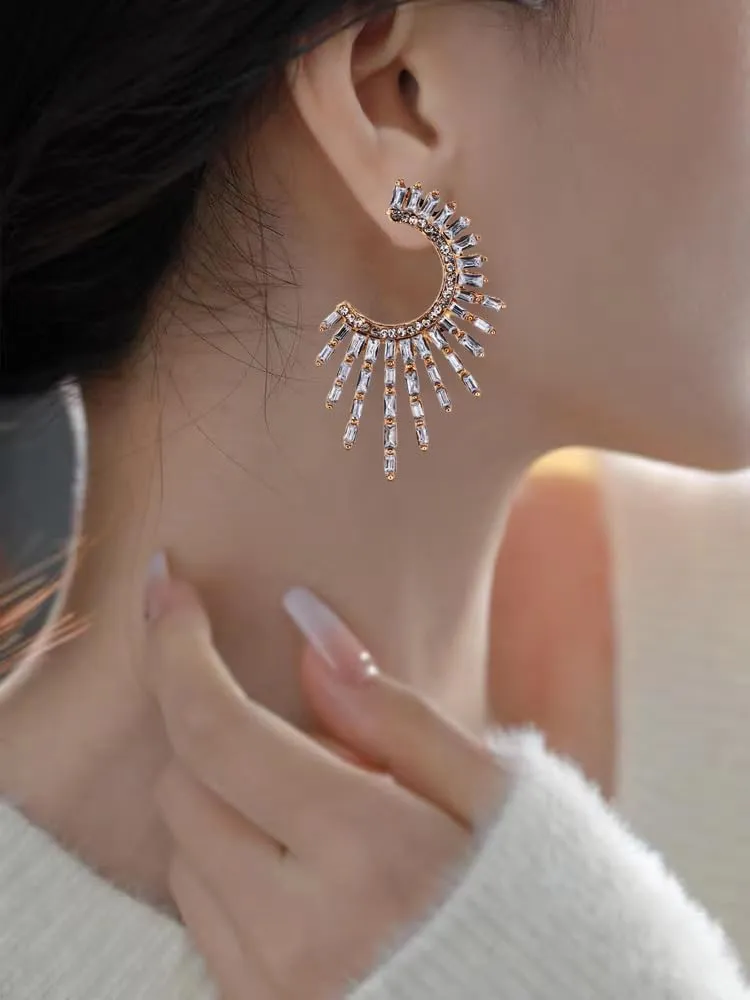 large Statement Earrings for Women Fashion Gothic Crystal Prom Party