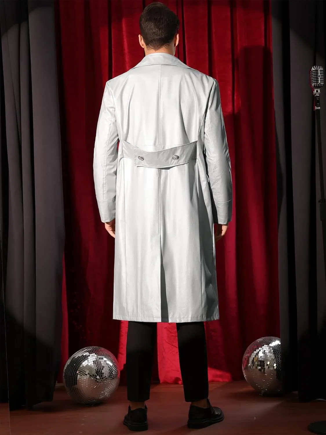 Lars Amadeus Faux Leather Overcoats for Men's Classic Fit Full Length Trench Coat PU Long Coat