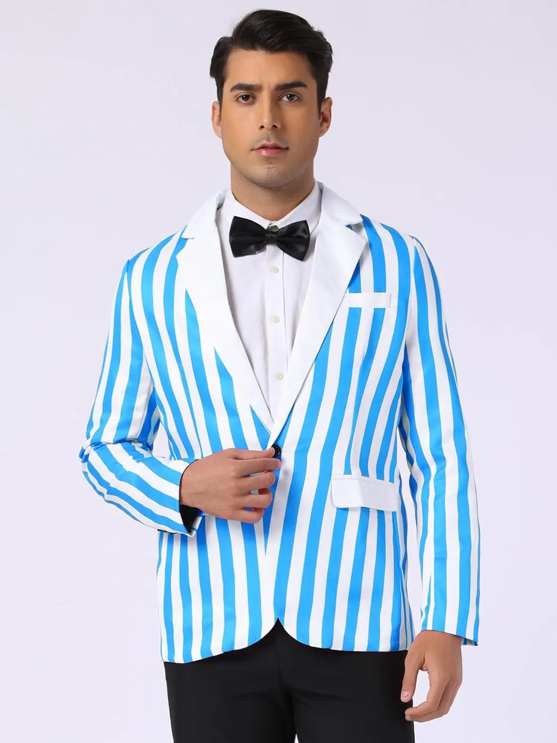 Lars Amadeus Striped Blazer for Men's Color Block Suit Jacket Business Stripes Sports Coats