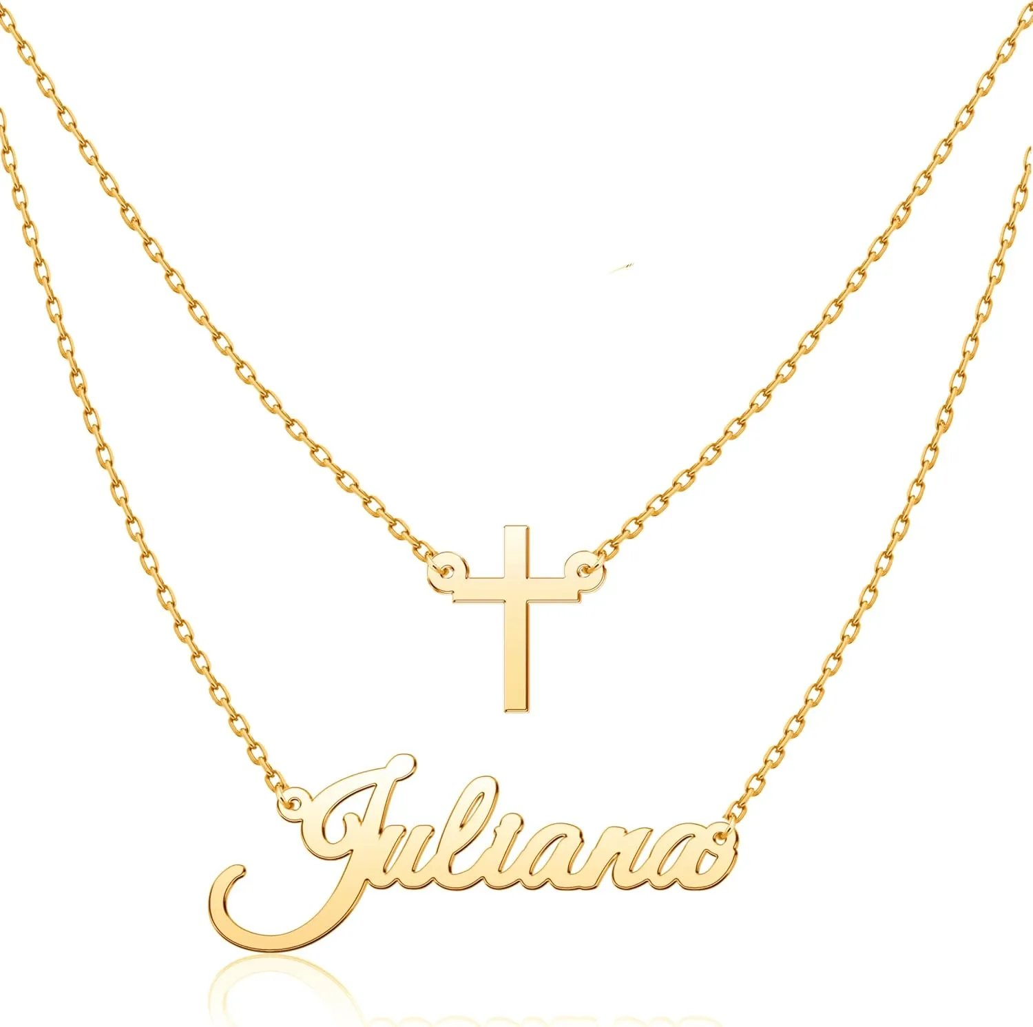Layered Choker Name Necklace Personalized with Heart Infinity Birthstone Butterfly Cross, Custom Nameplate Pendant for Women