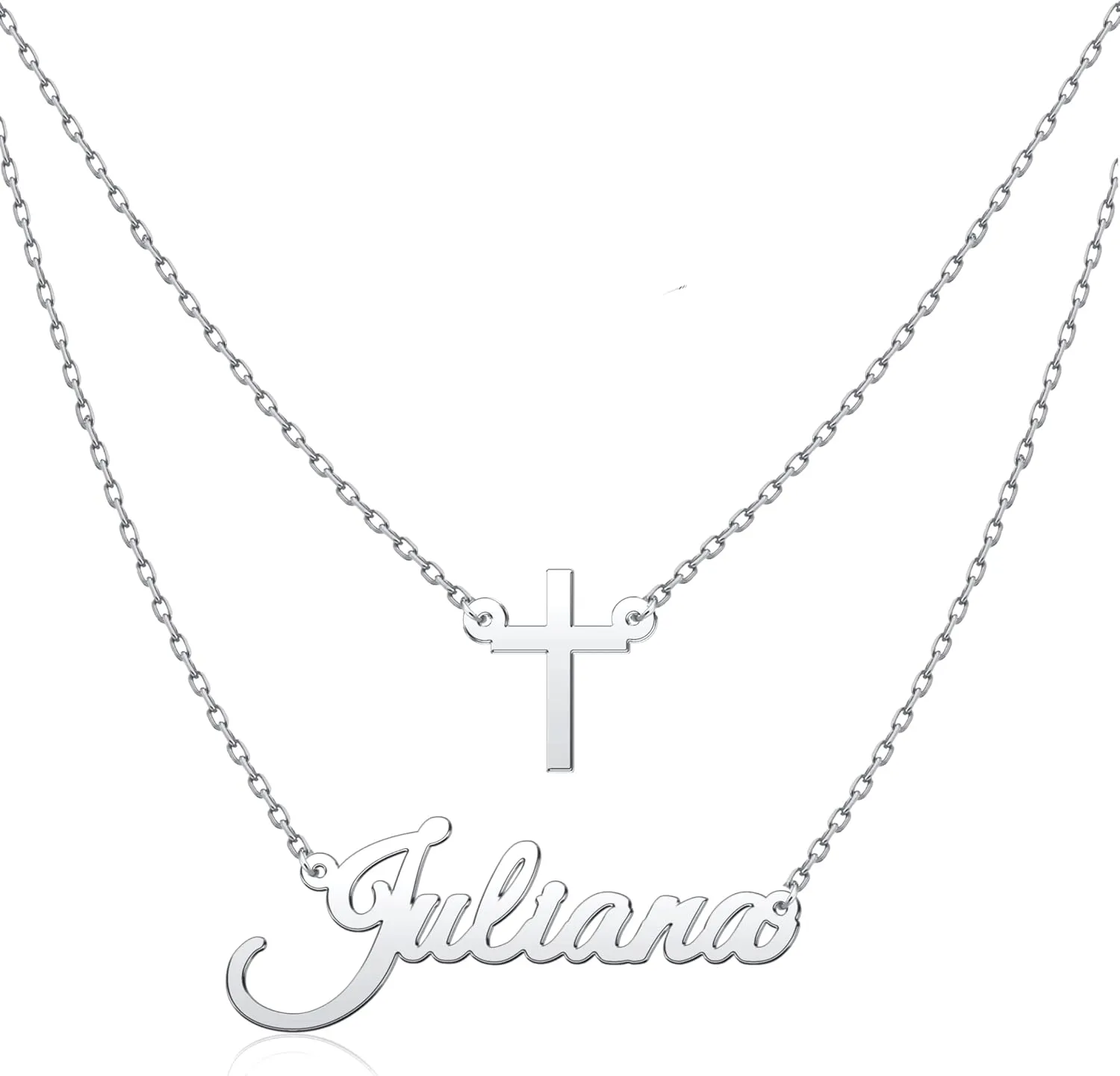 Layered Choker Name Necklace Personalized with Heart Infinity Birthstone Butterfly Cross, Custom Nameplate Pendant for Women