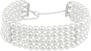 Layered Necklace Set for Women, Imitation Pearl 4 Layered Stackable Jewelry Necklace