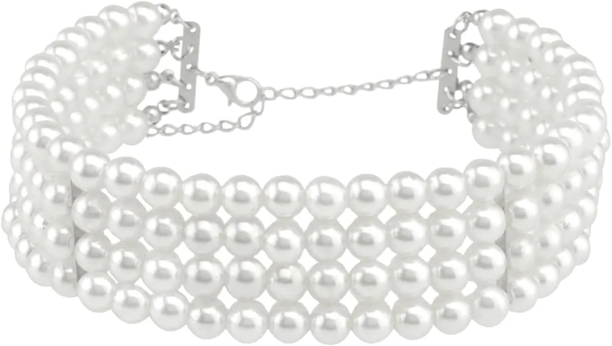 Layered Necklace Set for Women, Imitation Pearl 4 Layered Stackable Jewelry Necklace