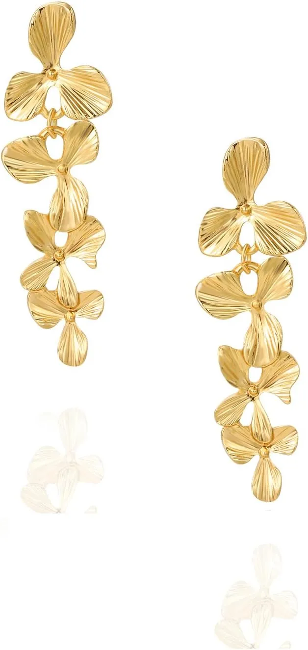 Leaf Dangle Earrings,Trendy Gold Plated Dangling Earrings for Brides Formal Earrings for Women Lady Prom Party
