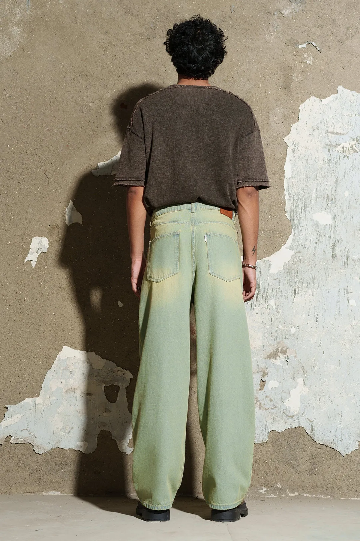 Lime Tinted Men's Baggy Straight Jeans