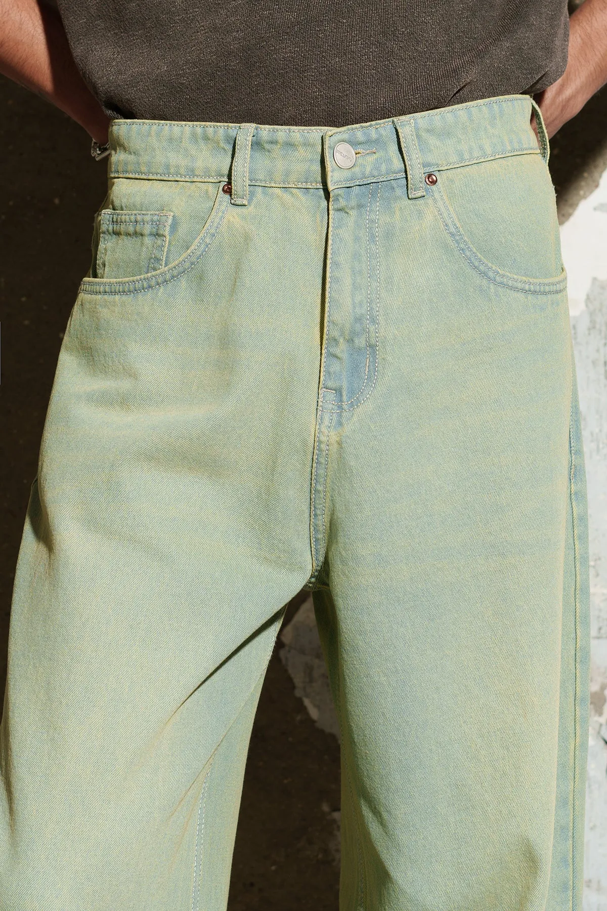 Lime Tinted Men's Baggy Straight Jeans
