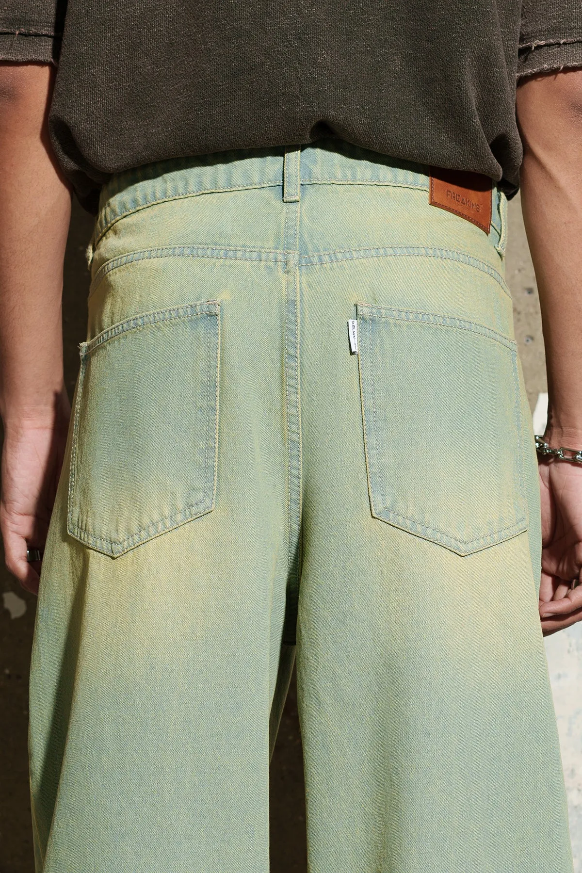 Lime Tinted Men's Baggy Straight Jeans
