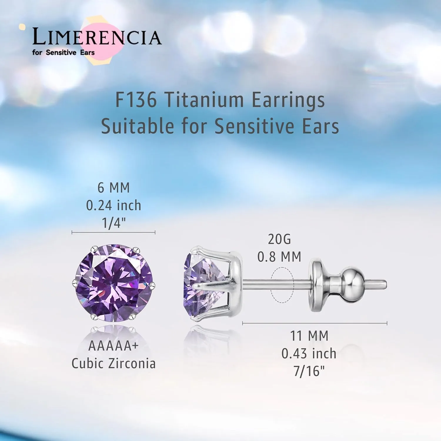 limerencia Pure Titanium Stud Earrings F136 Implant Grade Hypoallergenic Earrings Birthstone Stud Earrings Jewelry Gifts for Women