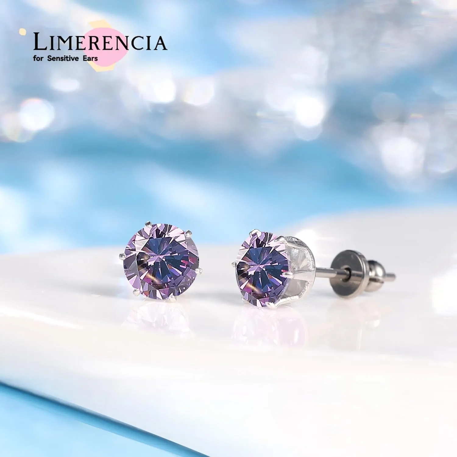 limerencia Pure Titanium Stud Earrings F136 Implant Grade Hypoallergenic Earrings Birthstone Stud Earrings Jewelry Gifts for Women