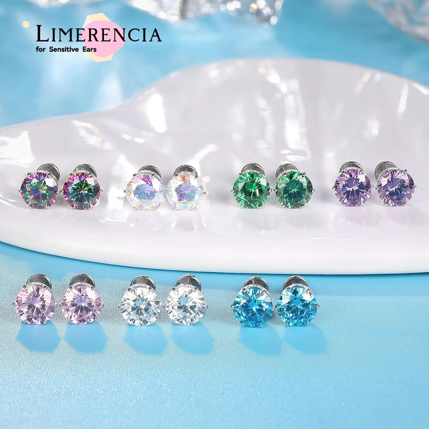limerencia Pure Titanium Stud Earrings F136 Implant Grade Hypoallergenic Earrings Birthstone Stud Earrings Jewelry Gifts for Women