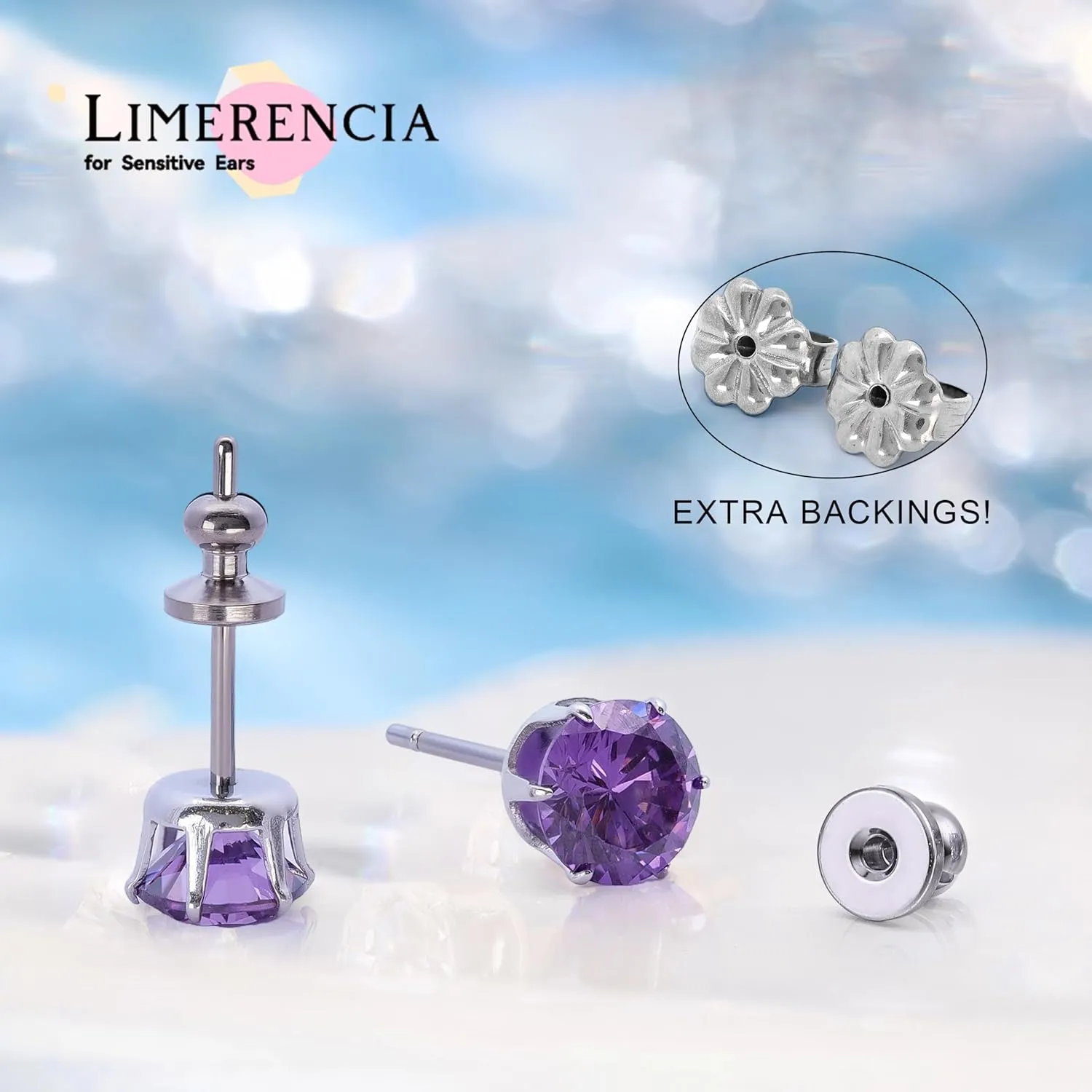 limerencia Pure Titanium Stud Earrings F136 Implant Grade Hypoallergenic Earrings Birthstone Stud Earrings Jewelry Gifts for Women