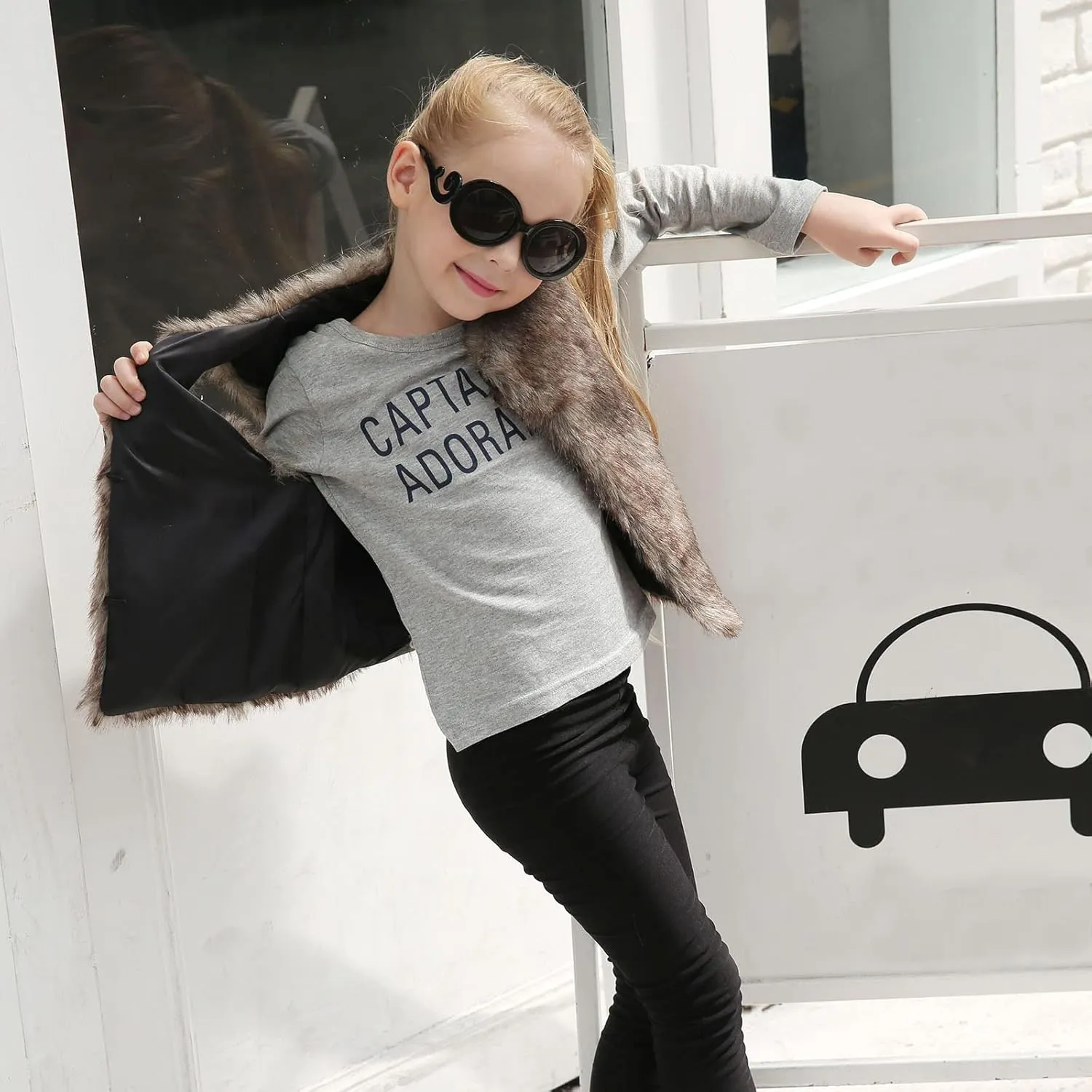 Little Girls Solid Faux-Fur Villus Fleece Vest Jacket Winter Stylish Thick Warm Waistcoat 1-6 Years