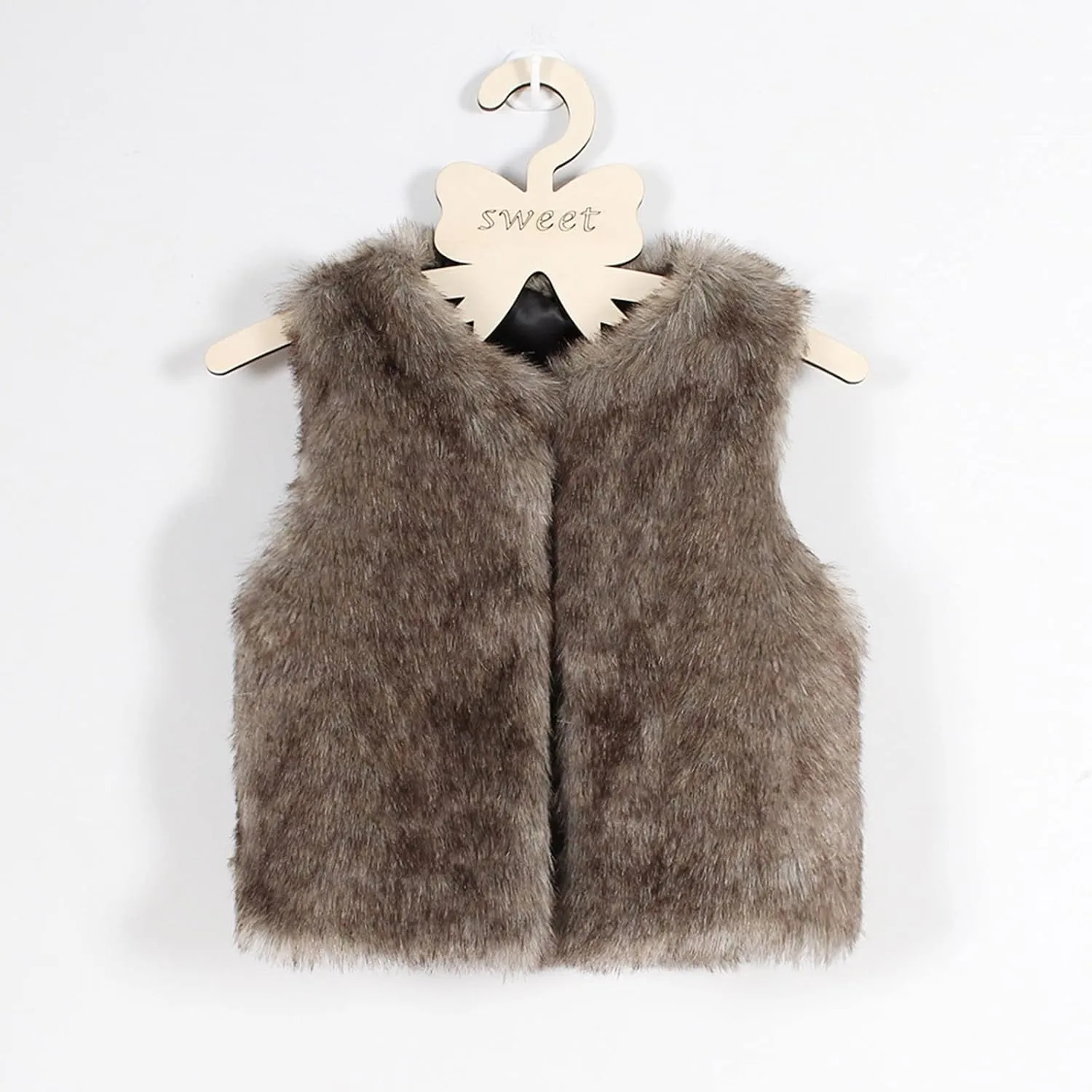Little Girls Solid Faux-Fur Villus Fleece Vest Jacket Winter Stylish Thick Warm Waistcoat 1-6 Years