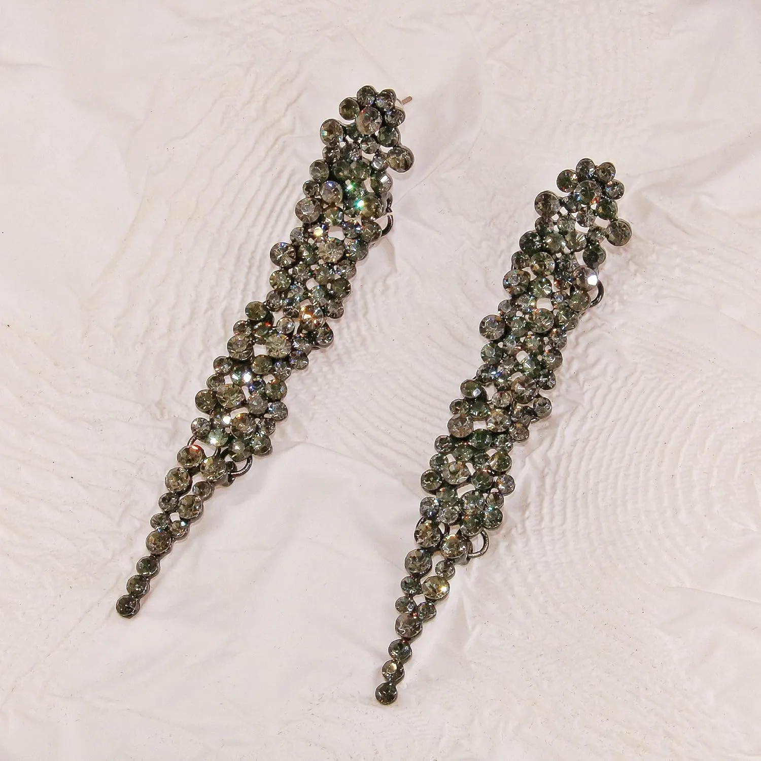 long Dangle Earrings for Women Art Deco Vintage Style Gothic Crystal Prom