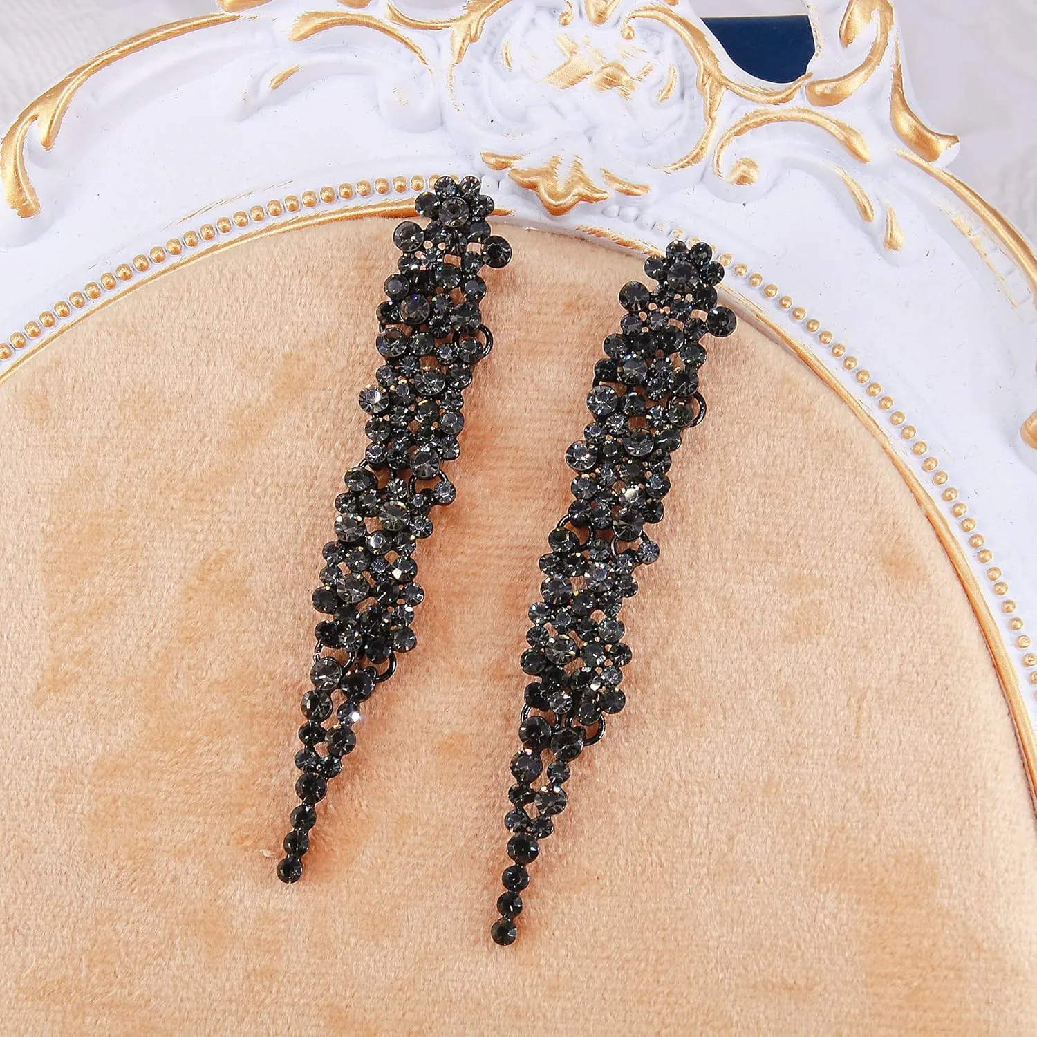 long Dangle Earrings for Women Art Deco Vintage Style Gothic Crystal Prom