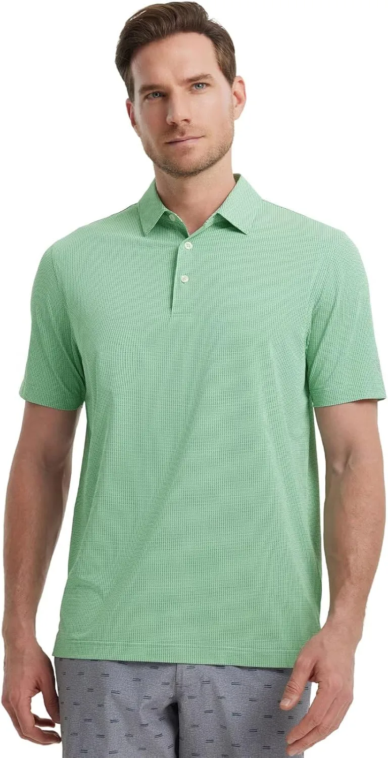 M MAELREG Mens Polo Shirts Short Sleeve Quick Dry Moisture Wicking Athletic Performance Jacquard Collared Golf Shirt for Men