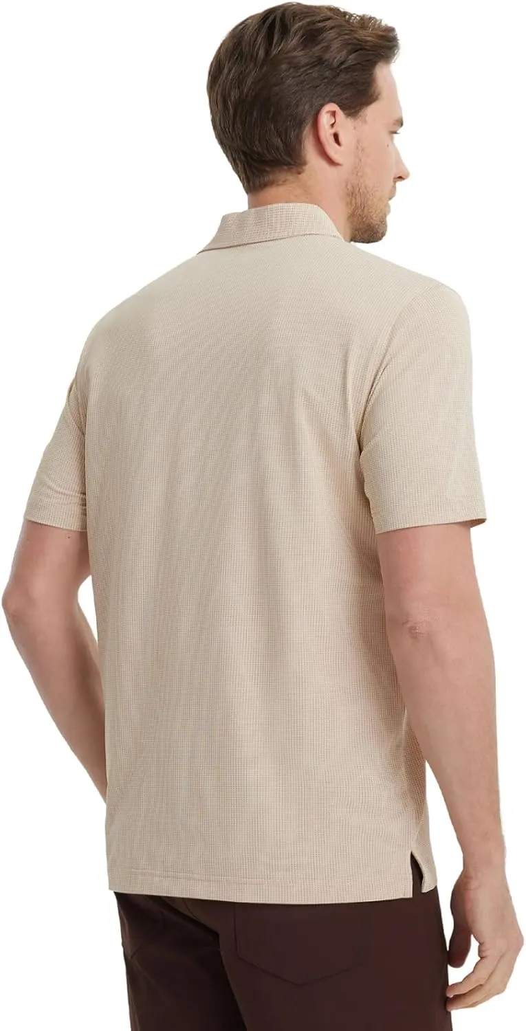 M MAELREG Mens Polo Shirts Short Sleeve Quick Dry Moisture Wicking Athletic Performance Jacquard Collared Golf Shirt for Men