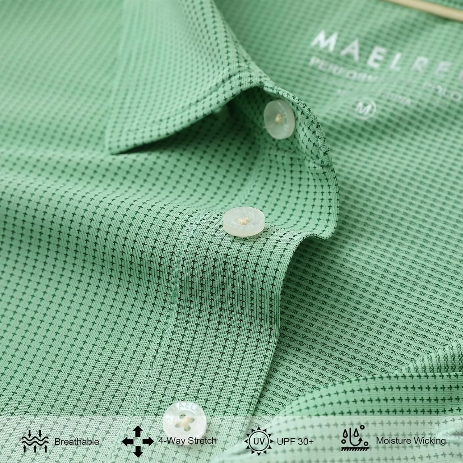 M MAELREG Mens Polo Shirts Short Sleeve Quick Dry Moisture Wicking Athletic Performance Jacquard Collared Golf Shirt for Men