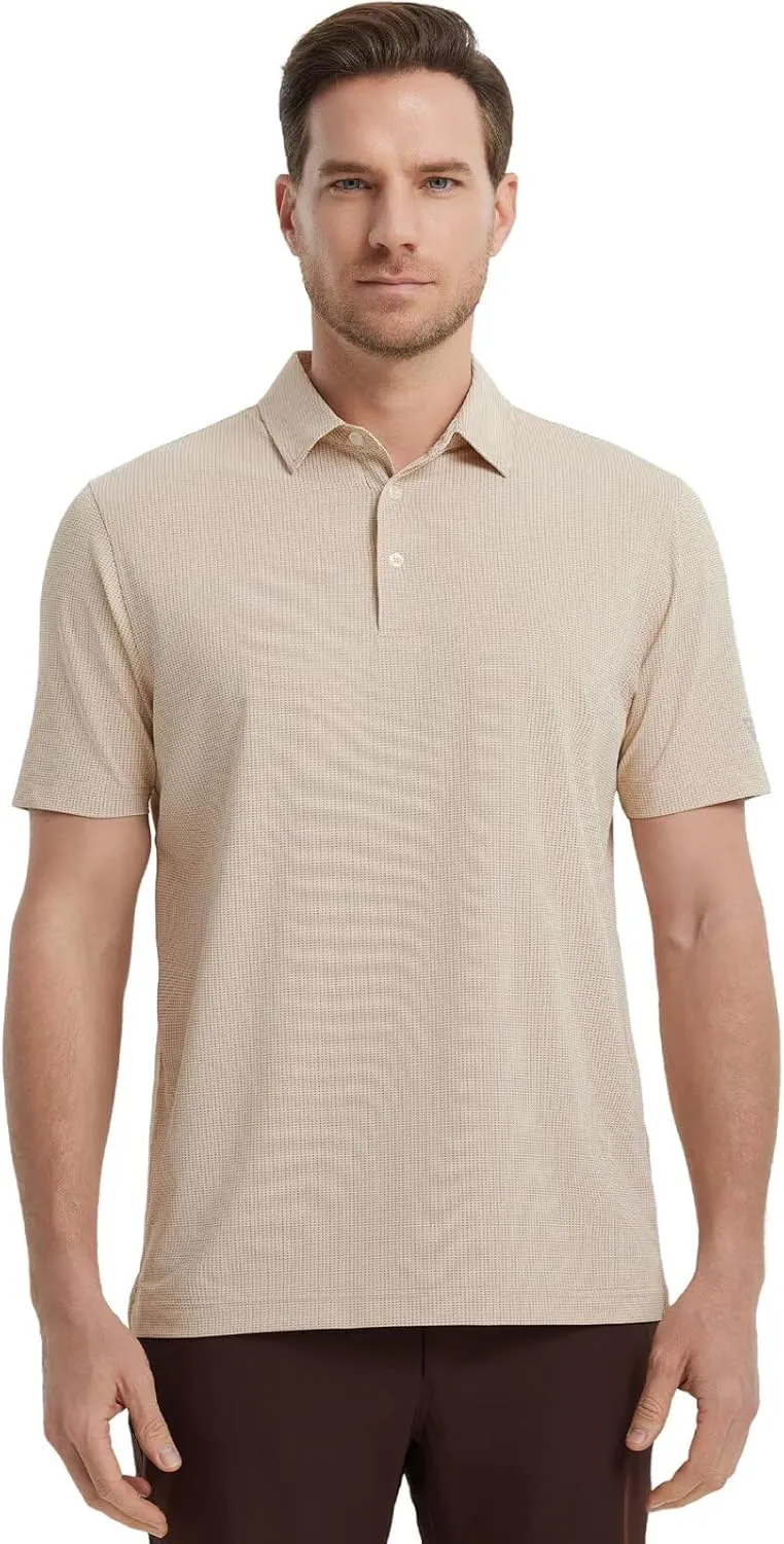 M MAELREG Mens Polo Shirts Short Sleeve Quick Dry Moisture Wicking Athletic Performance Jacquard Collared Golf Shirt for Men