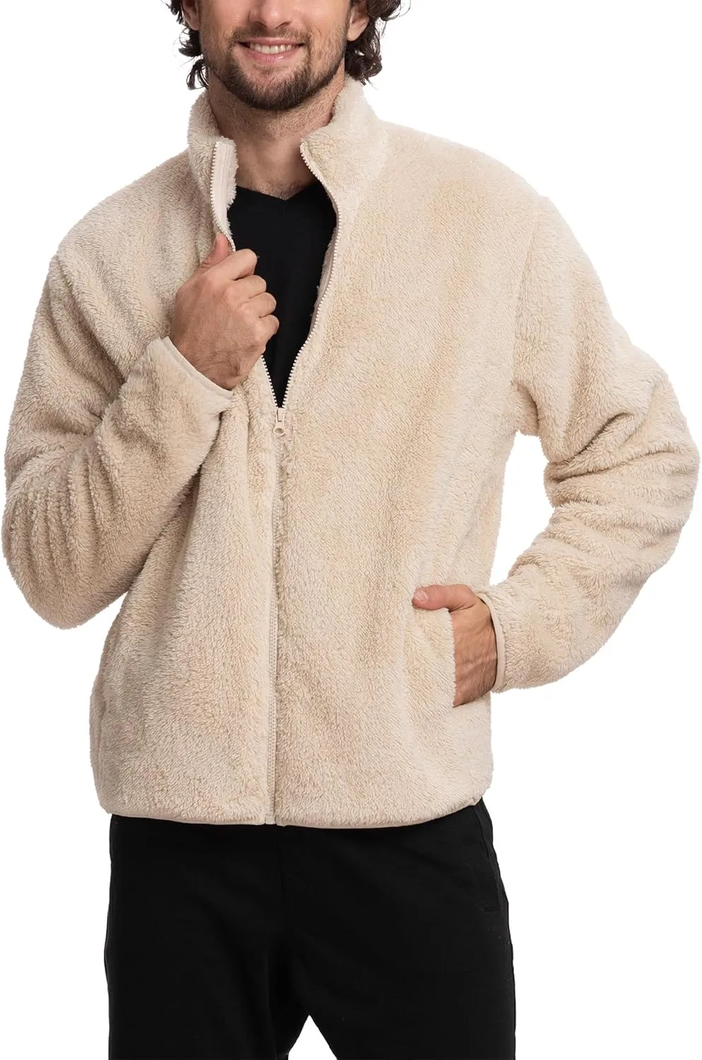 Mad Dog Men's Sherpa Jacket Ultimate Fuzzy Sweater for Men, Fleece Winter Coats, Mens Cold Weather Jackets